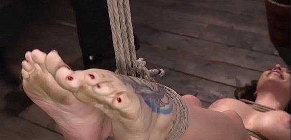  Tattooed busty slave gets toyed